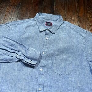 UNTUCKit Shirt Mens 2XL Blue Linen Long Sleeve Vin Santo Preppy
